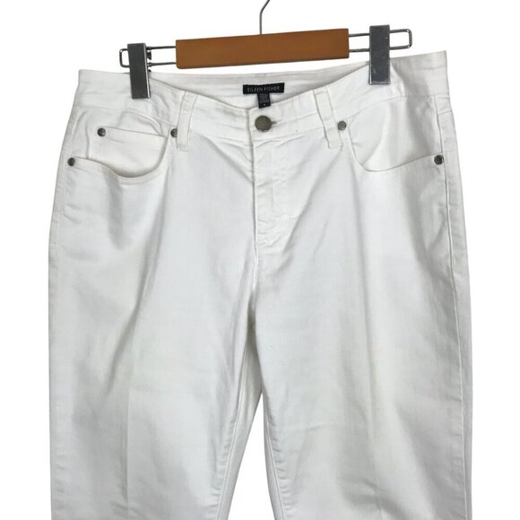 Eileen Fisher 98% Organic Cotton White 5 Pocket Zip Up Jeans Size 8 - Picture 5 of 10